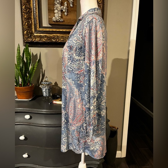 Ralph Lauren Button Down Paisley Sleep Shirt with Embroidered Logo on Po… - Picture 5 of 15